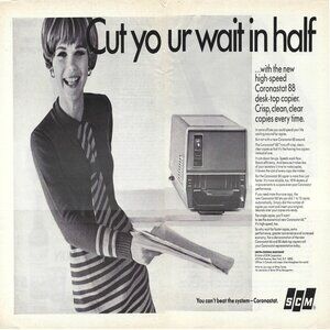 1967 SCM Coronastat Desk-Top Copier Half Wait Vintage Magazine Print Ad/Poster